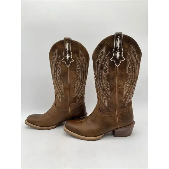 Justin Women's Rein Waxy Western Boots Square Toe Brown Size 7.5B - Picture 3 of 8